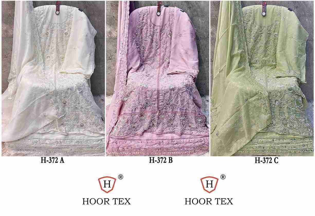 Hoor Tex Hit Design H-372 Colours By Hoor Tex H-372-A To H-372-C Series Designer Festive Pakistani Suits Collection Beautiful Stylish Fancy Colorful Party Wear & Occasional Wear Heavy Georgette With Embroidered Dresses At Wholesale Price