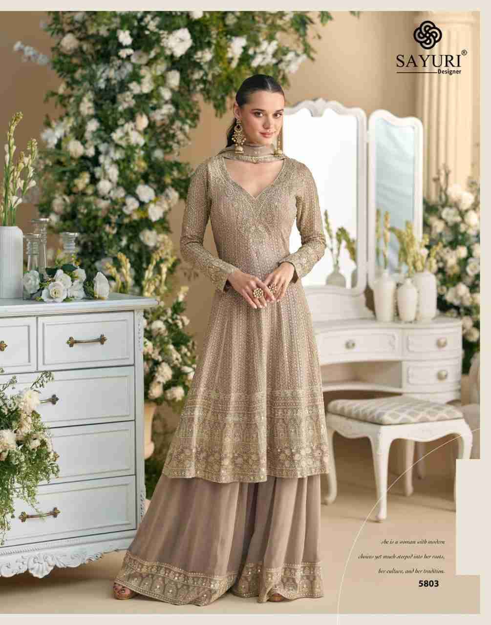Virasat By Sayuri 5803 To 5805 Series Designer Sharara Suits Collection Beautiful Stylish Fancy Colorful Party Wear & Occasional Wear Georgette Dresses At Wholesale Price