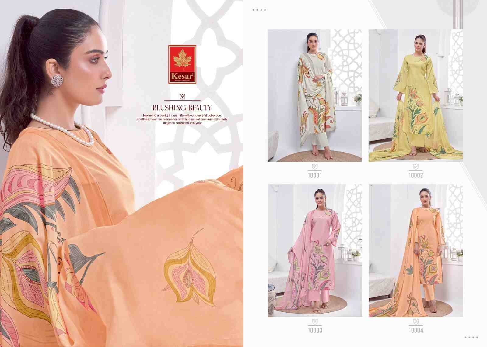 Gunj By Kesar 10001 To 10004 Series Designer Festive Suits Collection Beautiful Stylish Fancy Colorful Party Wear & Occasional Wear Pure Cambric Dresses At Wholesale Price