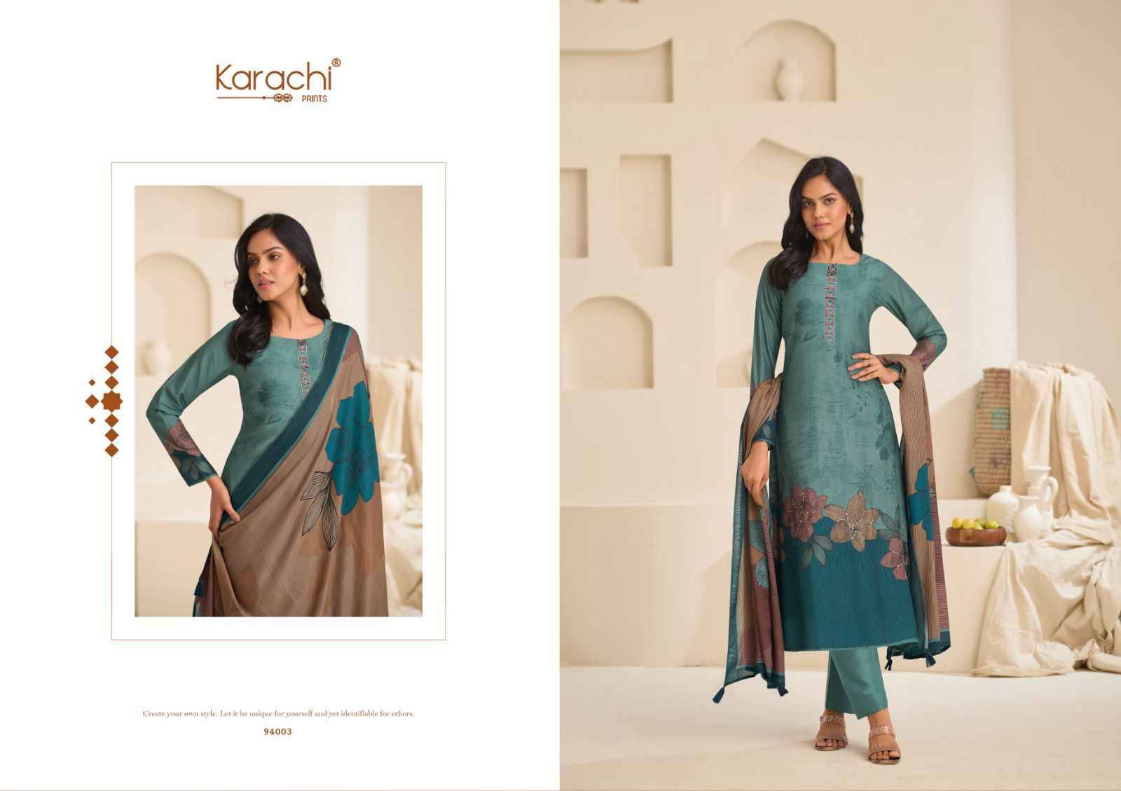 Kahani By Karachi Prints 94001 To 94004 Series Festive Suits Beautiful Fancy Colorful Stylish Party Wear & Occasional Wear Pure Viscose Muslin Dresses At Wholesale Price