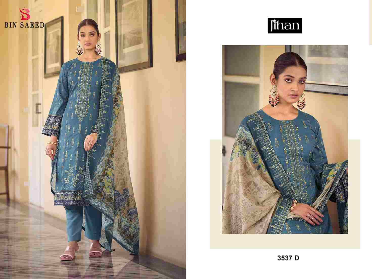 Bin Saeed 3537 Colours By Jihan 3537-A To 3537-D Series Designer Pakistani Suits Beautiful Fancy Stylish Colorful Party Wear & Occasional Wear Pure Lawn Dresses At Wholesale Price