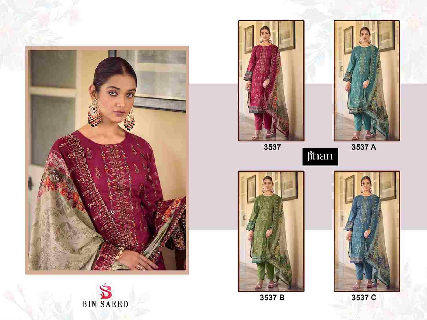 Bin Saeed 3537 Colours By Jihan 3537-A To 3537-D Series Designer Pakistani Suits Beautiful Fancy Stylish Colorful Party Wear & Occasional Wear Pure Lawn Dresses At Wholesale Price