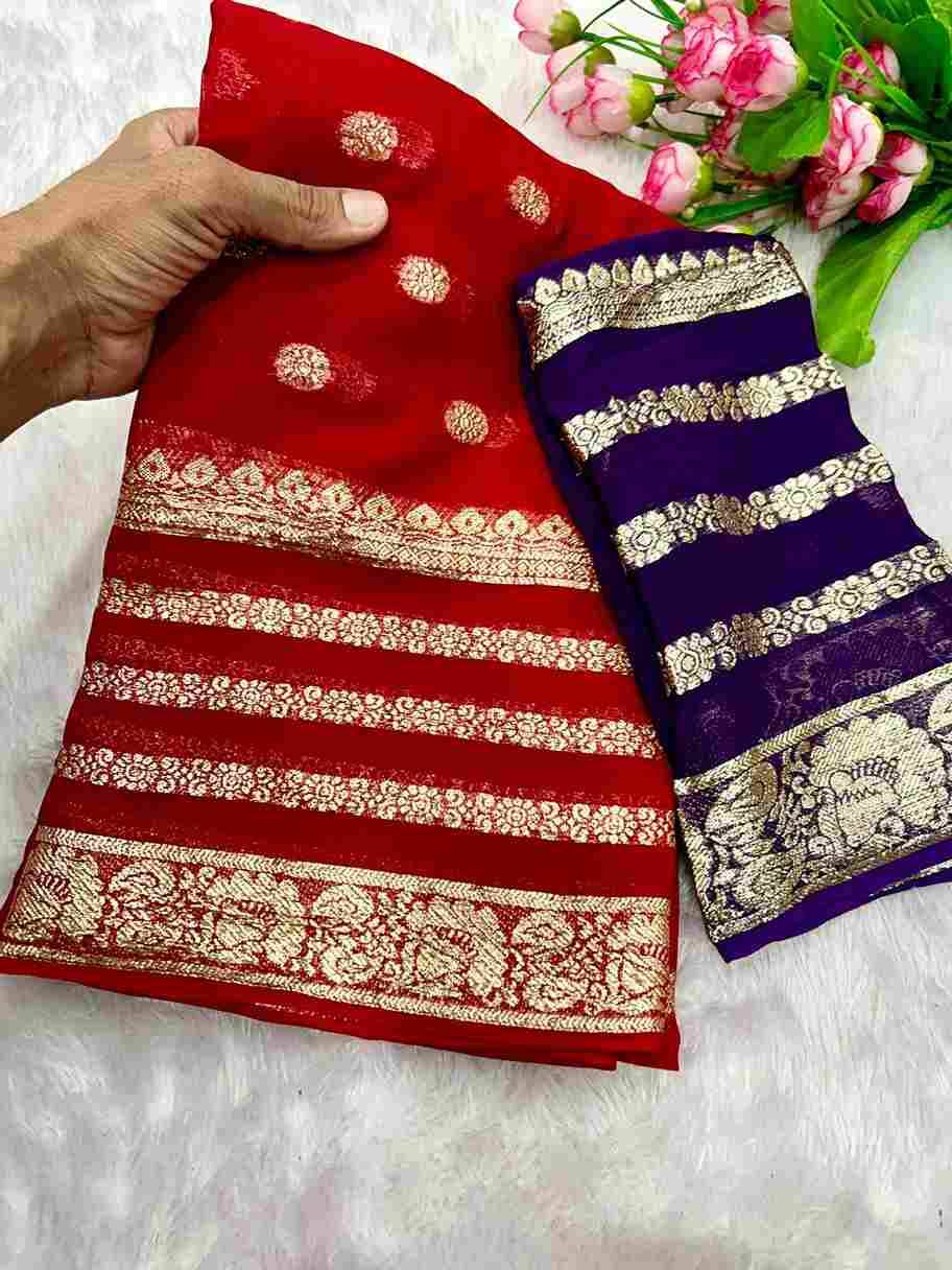GLB By Fashid Wholesale 01 To 05 Series Indian Traditional Wear Collection Beautiful Stylish Fancy Colorful Party Wear & Occasional Wear Viscose Georgette Sarees At Wholesale Price
