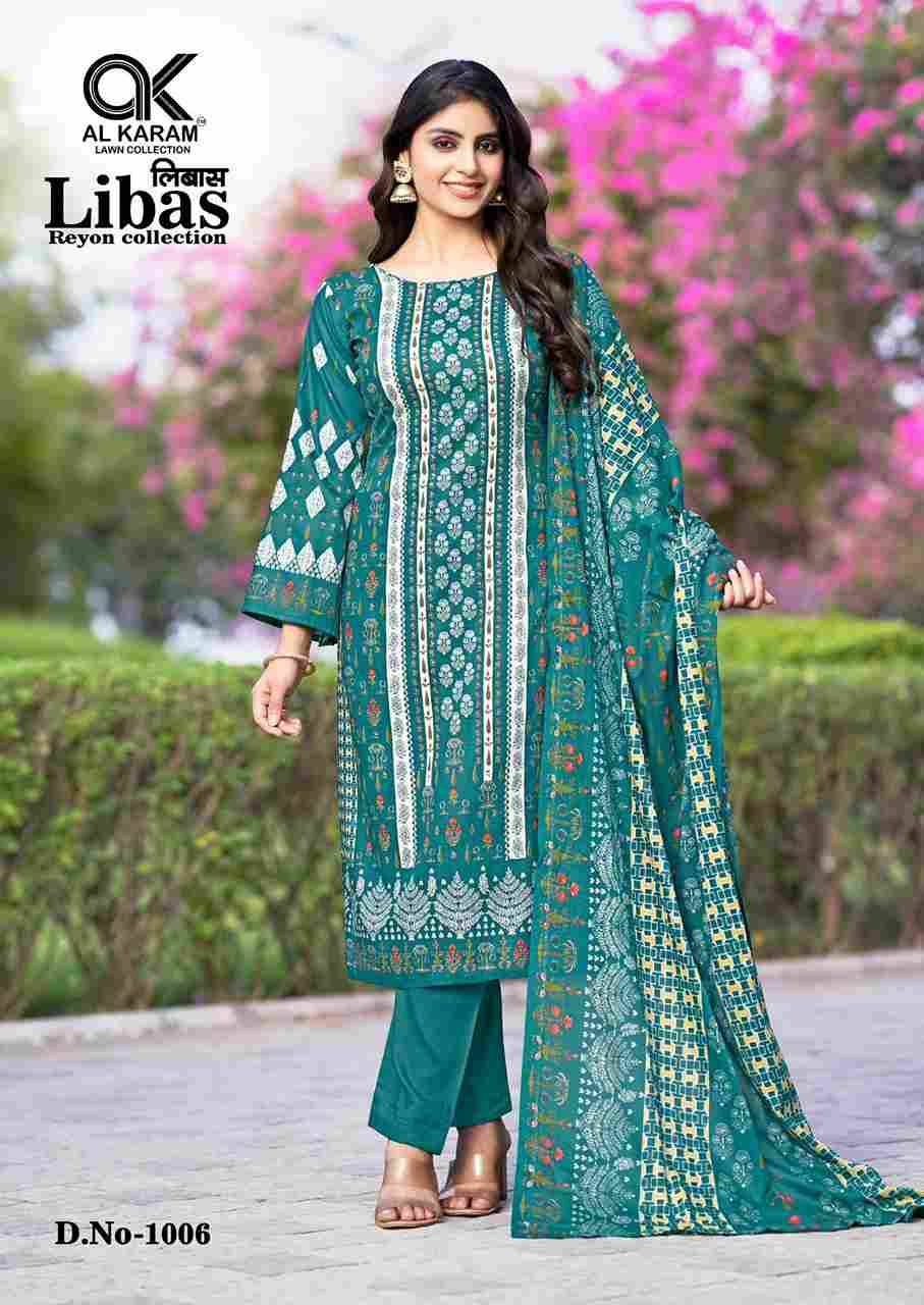 Libas By Al Karam Lawn Collection 1001 To 1006 Series Beautiful Stylish Suits Fancy Colorful Casual Wear & Ethnic Wear & Ready To Wear Viscose Rayon Dresses At Wholesale Price