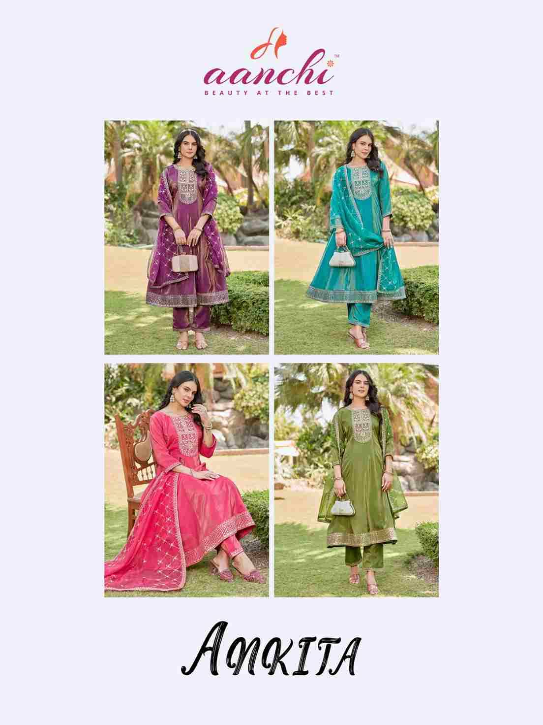 Ankita By Aanchi 01 To 04 Series Beautiful Festive Suits Colorful Stylish Fancy Casual Wear & Ethnic Wear Roman Shimmer Dresses At Wholesale Price