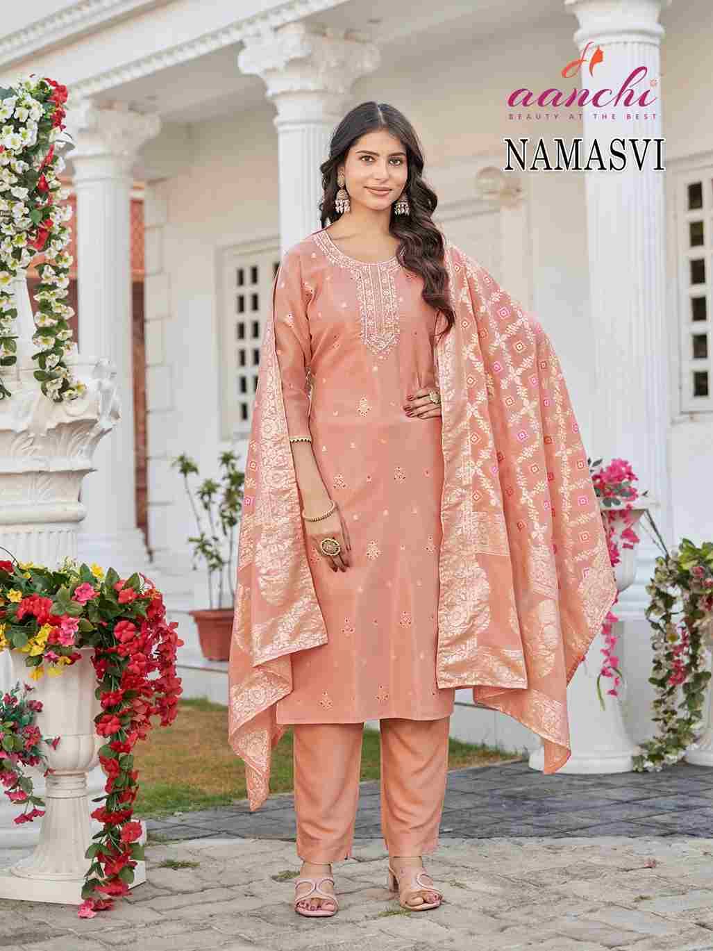 Namasvi By Aanchi 01 To 04 Series Beautiful Festive Suits Colorful Stylish Fancy Casual Wear & Ethnic Wear Meena Jacquard Dresses At Wholesale Price