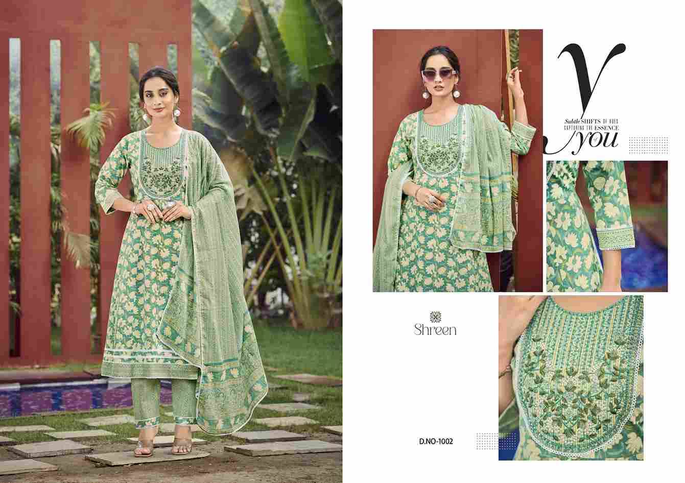 Simi Vol-2 By Shreen 1001 To 1004 Series Beautiful Festive Suits Colorful Stylish Fancy Casual Wear & Ethnic Wear Cambric Cotton Dresses At Wholesale Price
