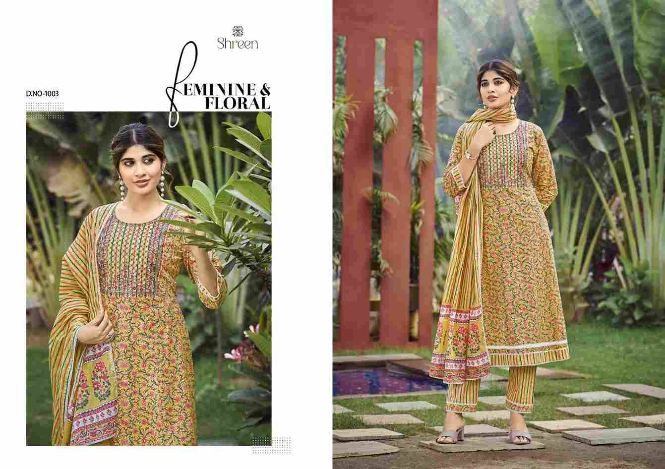 Simi Vol-2 By Shreen 1001 To 1004 Series Beautiful Festive Suits Colorful Stylish Fancy Casual Wear & Ethnic Wear Cambric Cotton Dresses At Wholesale Price