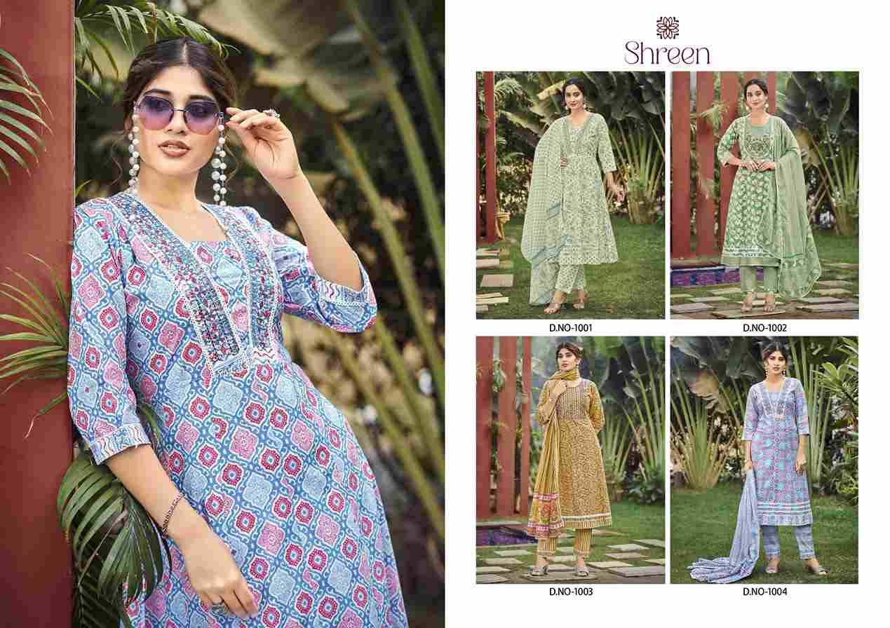 Simi Vol-2 By Shreen 1001 To 1004 Series Beautiful Festive Suits Colorful Stylish Fancy Casual Wear & Ethnic Wear Cambric Cotton Dresses At Wholesale Price