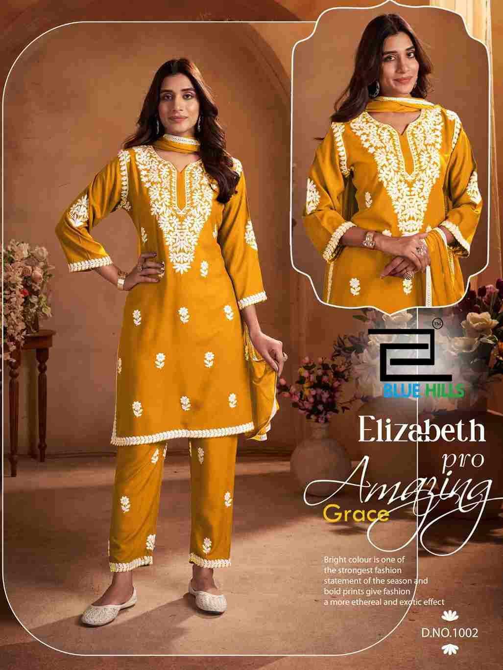 Elizabeth Pro By Blue Hills 1001 To 1004 Series Beautiful Festive Suits Colorful Stylish Fancy Casual Wear & Ethnic Wear Rayon With Work Dresses At Wholesale Price