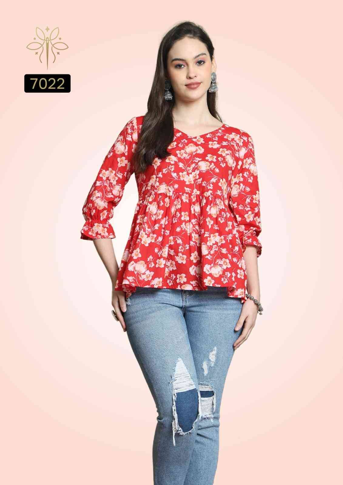 Aaradhya Vol-24 By Rajnandini 7015 To 7022 Series Designer Stylish Fancy Colorful Beautiful Party Wear & Ethnic Wear Collection Pure Cotton Tops At Wholesale Price