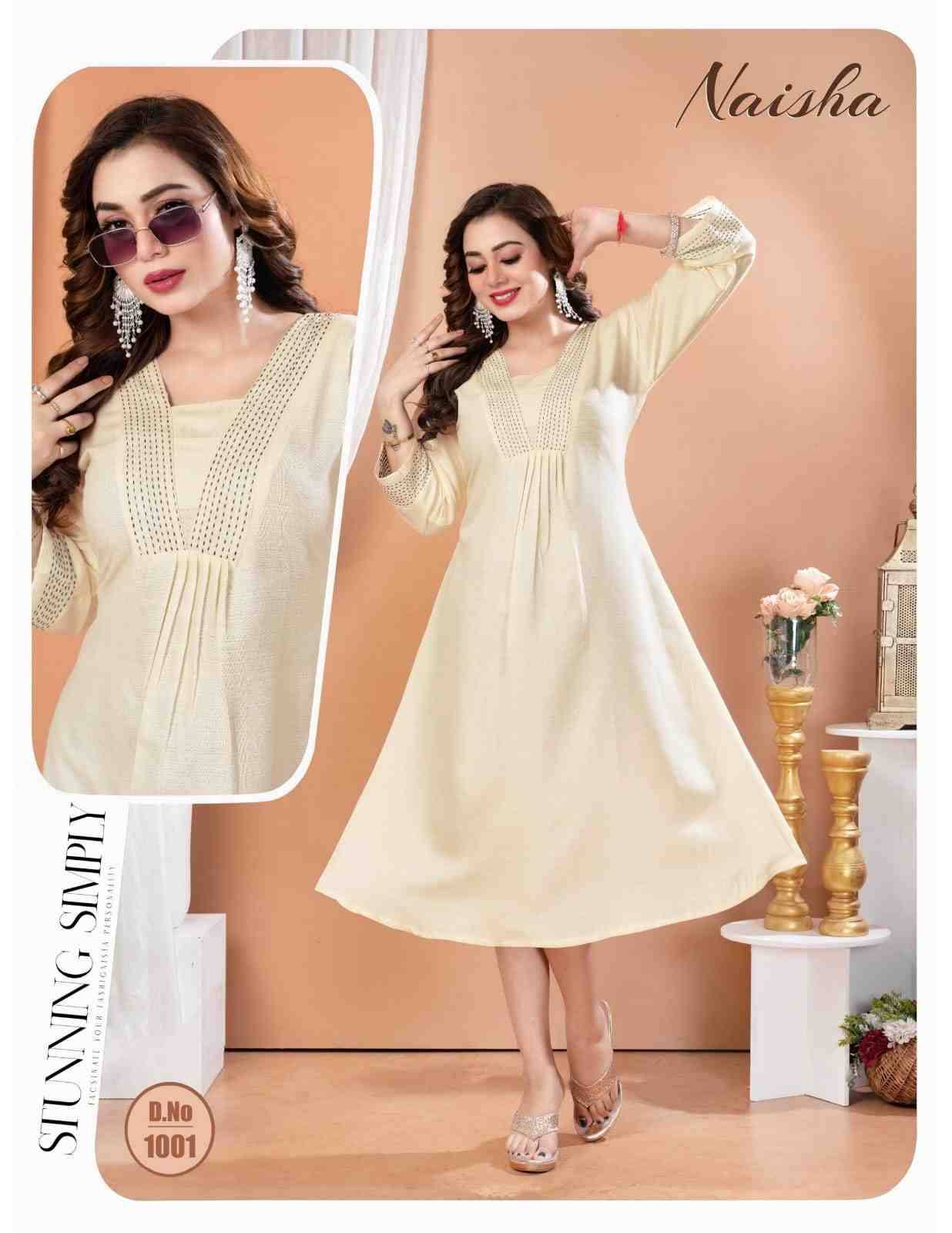 Naisha By Kaamiri 1001 To 1008 Series Designer Stylish Fancy Colorful Beautiful Party Wear & Ethnic Wear Collection Heavy Rayon Print Kurtis At Wholesale Price