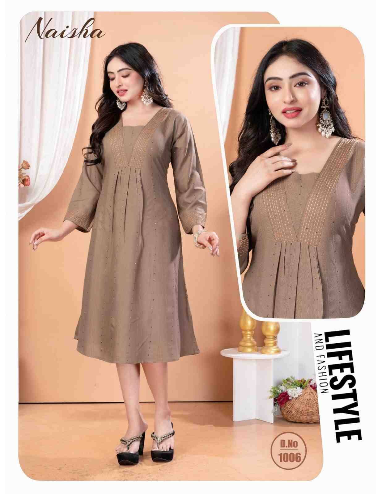 Naisha By Kaamiri 1001 To 1008 Series Designer Stylish Fancy Colorful Beautiful Party Wear & Ethnic Wear Collection Heavy Rayon Print Kurtis At Wholesale Price