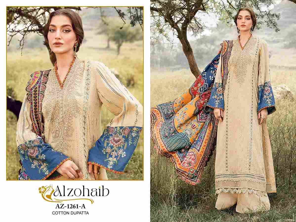 Alzohaib-1261 Colours By Alzohaib 1261-A To 1261-B Series Beautiful Pakistani Suits Stylish Fancy Colorful Party Wear & Occasional Wear Pure Cotton Print Dresses At Wholesale Price