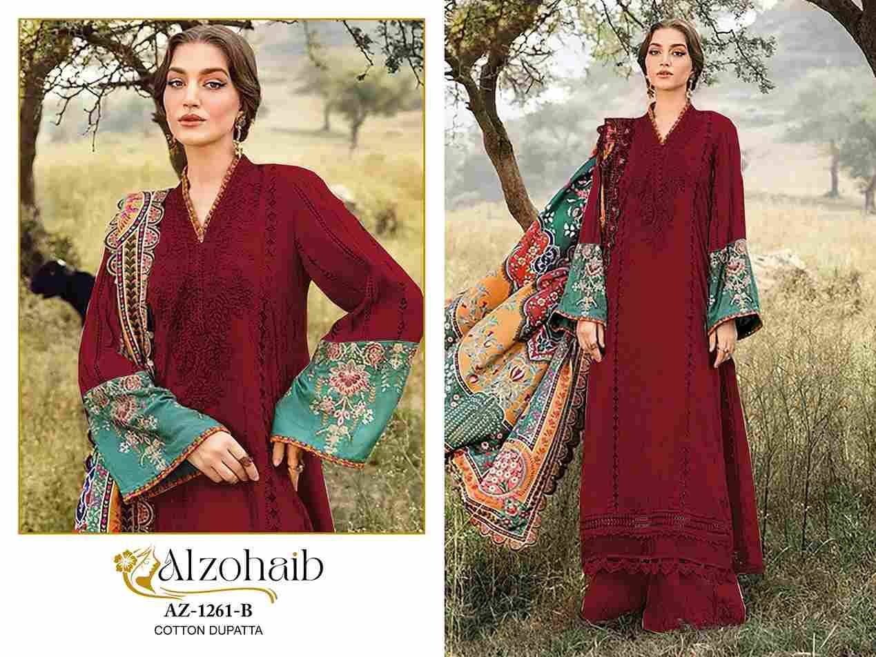 Alzohaib-1261 Colours By Alzohaib 1261-A To 1261-B Series Beautiful Pakistani Suits Stylish Fancy Colorful Party Wear & Occasional Wear Pure Cotton Print Dresses At Wholesale Price