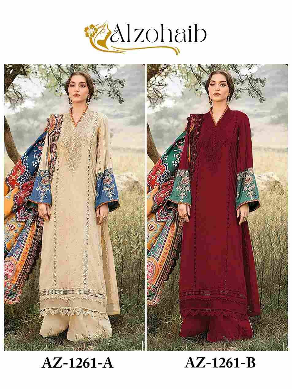 Alzohaib-1261 Colours By Alzohaib 1261-A To 1261-B Series Beautiful Pakistani Suits Stylish Fancy Colorful Party Wear & Occasional Wear Pure Cotton Print Dresses At Wholesale Price