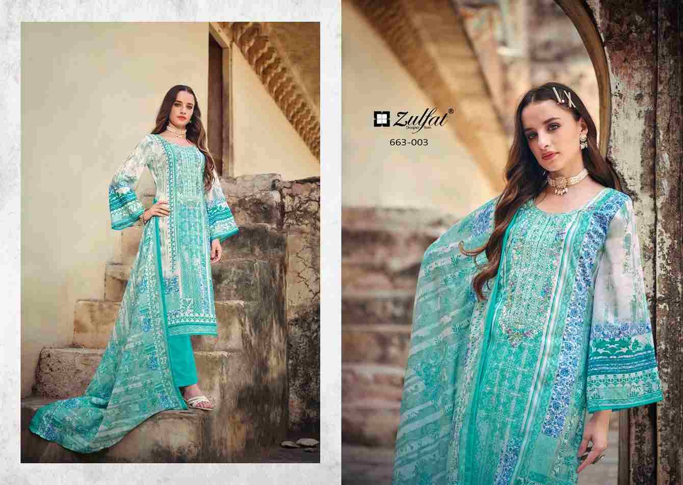 Gulnaaz Vol-5 By Zulfat 663-001 To 663-008 Series Beautiful Festive Suits Stylish Fancy Colorful Casual Wear & Ethnic Wear Pure Cotton Print Dresses At Wholesale Price