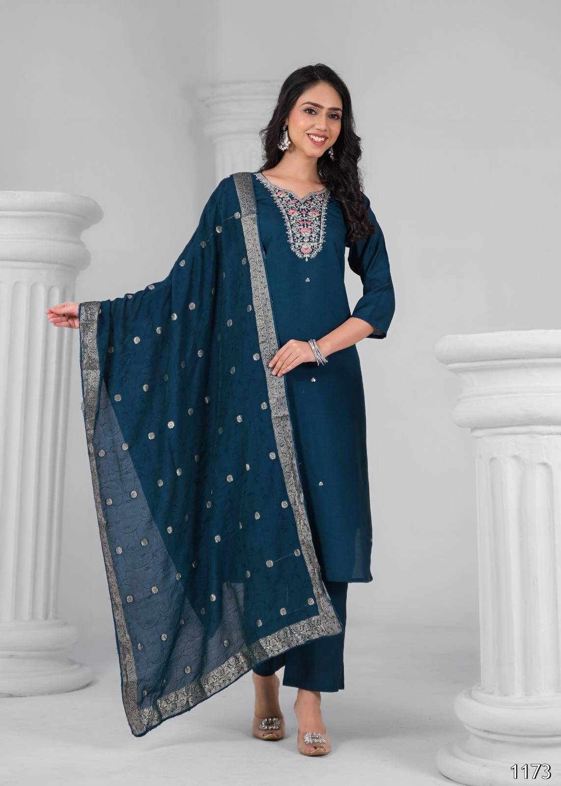Tanisha Vol-23 By Fashid Wholesale 1169 To 1175 Series Beautiful Suits Colorful Stylish Fancy Casual Wear & Ethnic Wear Chanderi Viscose Embroidered Work Dresses At Wholesale Price