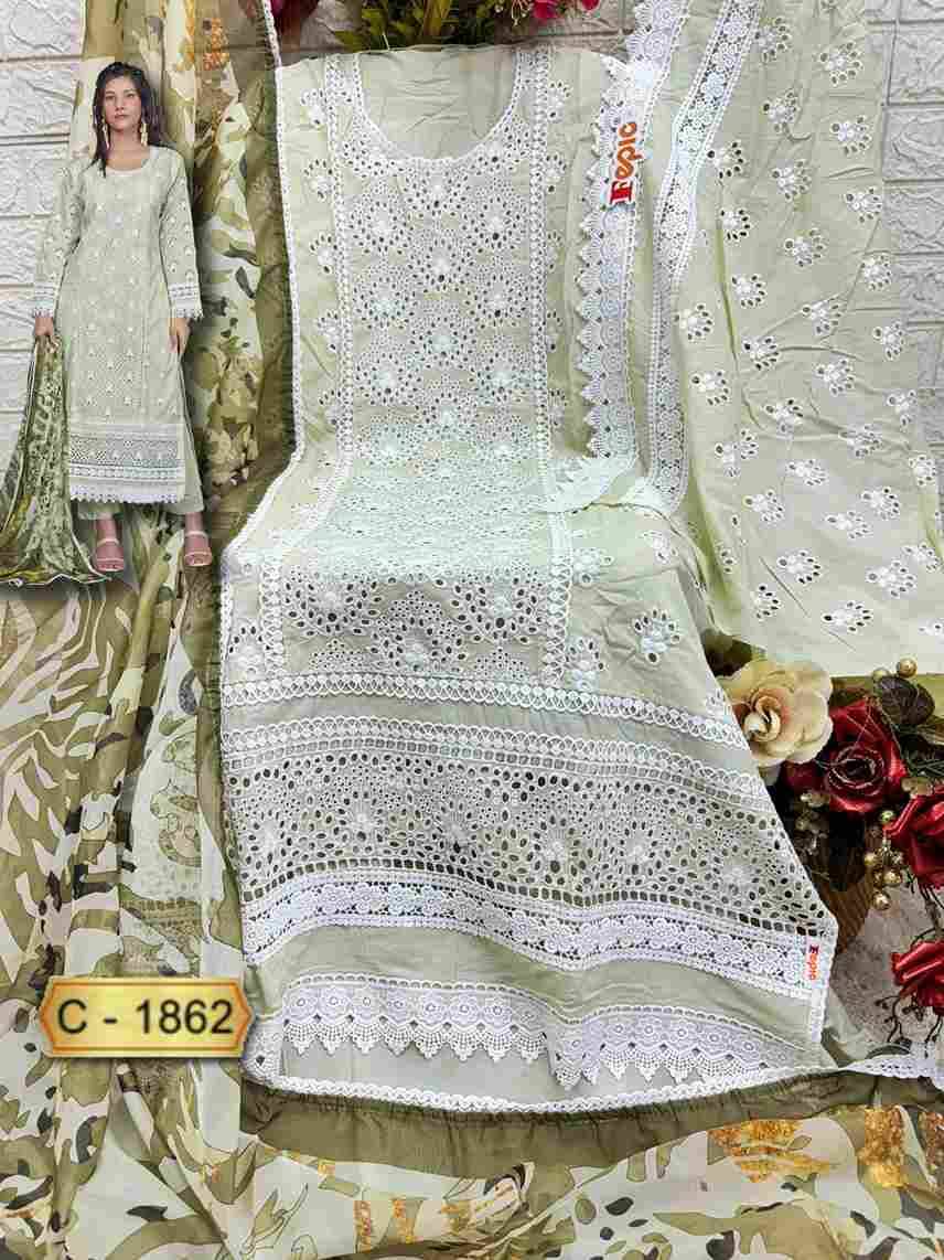 Fepic 1862 Colours By Fepic 1862-A To 1862-C Series Beautiful Pakistani Suits Colorful Stylish Fancy Casual Wear & Ethnic Wear Cambric Cotton Embroidered Dresses At Wholesale Price