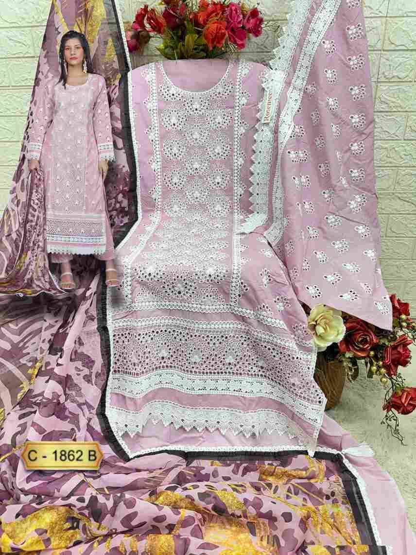 Fepic 1862 Colours By Fepic 1862-A To 1862-C Series Beautiful Pakistani Suits Colorful Stylish Fancy Casual Wear & Ethnic Wear Cambric Cotton Embroidered Dresses At Wholesale Price