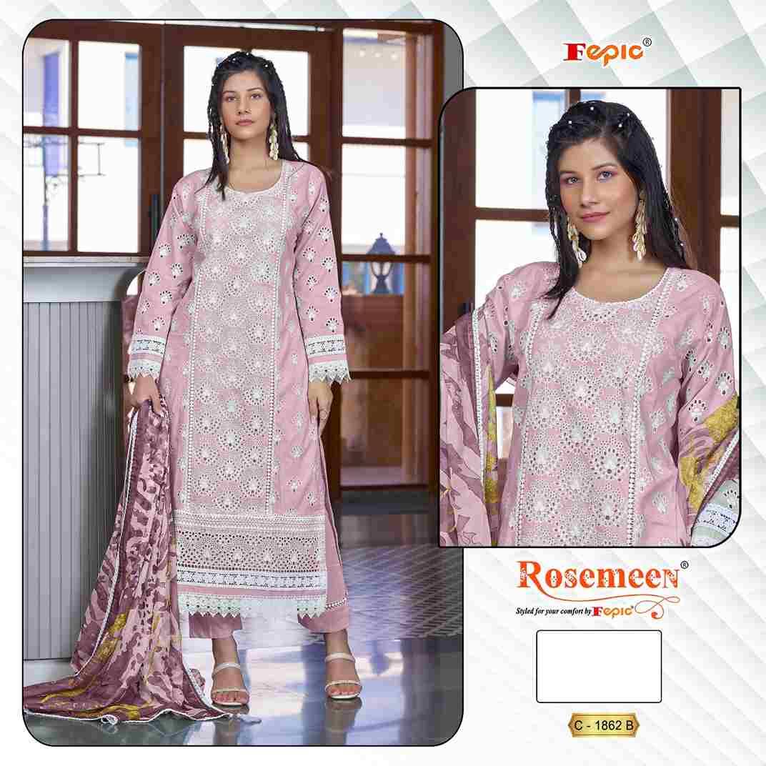 Fepic 1862 Colours By Fepic 1862-A To 1862-C Series Beautiful Pakistani Suits Colorful Stylish Fancy Casual Wear & Ethnic Wear Cambric Cotton Embroidered Dresses At Wholesale Price