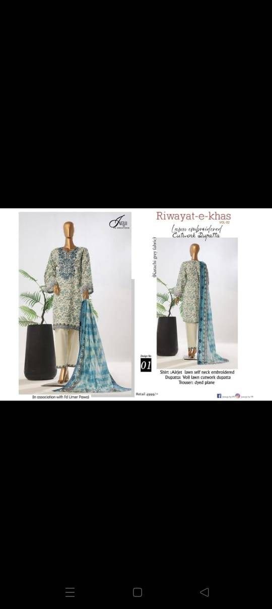 Original Pakistani Riwayat-E-Khas Vol-4 By Fashid Wholesale Beautiful Pakistani Suits Colorful Stylish Fancy Casual Wear & Ethnic Wear Lawn Print Dresses At Wholesale Price