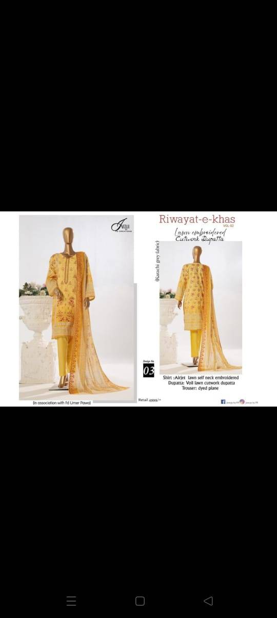 Original Pakistani Riwayat-E-Khas Vol-4 By Fashid Wholesale Beautiful Pakistani Suits Colorful Stylish Fancy Casual Wear & Ethnic Wear Lawn Print Dresses At Wholesale Price