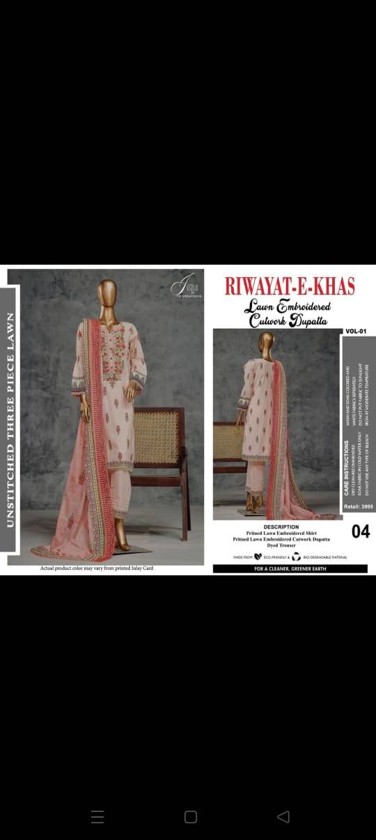 Original Pakistani Riwayat-E-Khas Vol-4 By Fashid Wholesale Beautiful Pakistani Suits Colorful Stylish Fancy Casual Wear & Ethnic Wear Lawn Print Dresses At Wholesale Price