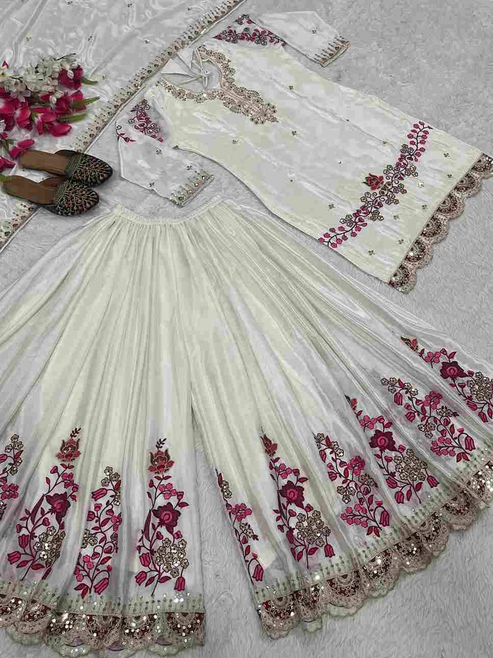 Sf-1035 By Fashid Wholesale Sharara Beautiful Festive Suits Stylish Fancy Colorful Casual Wear & Ethnic Wear Chinnon Silk Dresses At Wholesale Price