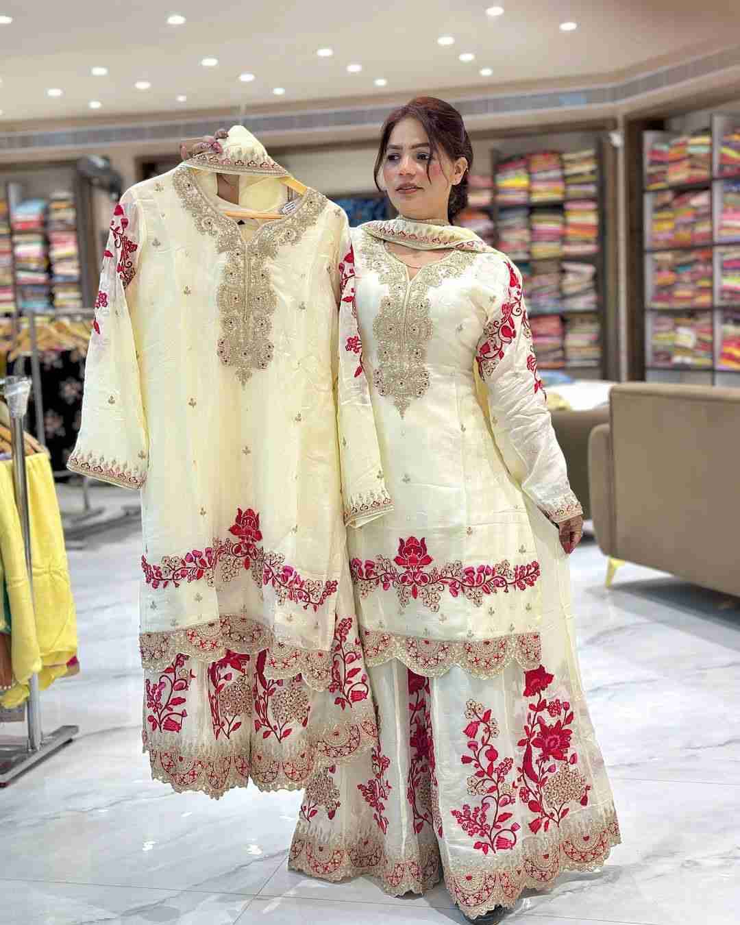 Sf-1035 By Fashid Wholesale Sharara Beautiful Festive Suits Stylish Fancy Colorful Casual Wear & Ethnic Wear Chinnon Silk Dresses At Wholesale Price