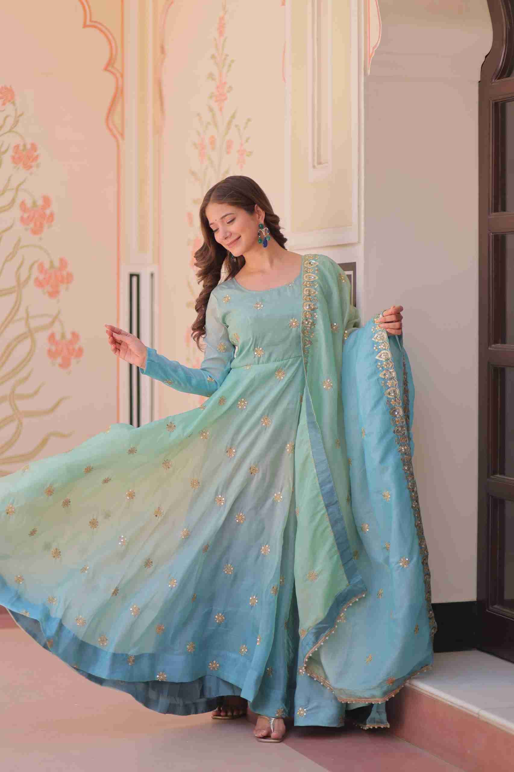 Sf-1038 By Fashid Wholesale 01 To 02 Series Designer Beautiful Collection Occasional Wear & Party Wear Organza Gowns At Wholesale Price