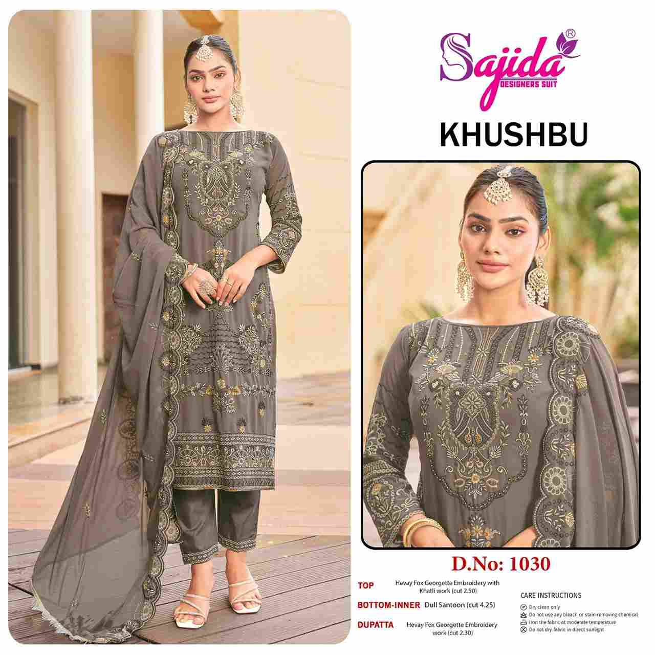 Khushbu By Sajida Designer Suits 1030 To 1032 Series Beautiful Pakistani Suits Colorful Stylish Fancy Casual Wear & Ethnic Wear Heavy Faux Georgette Embroidered Dresses At Wholesale Price