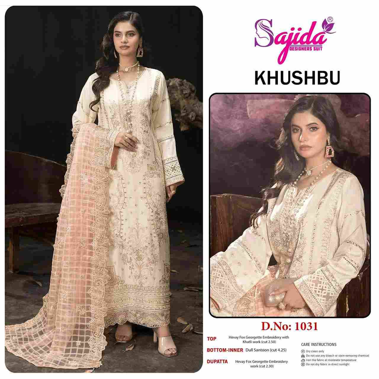 Khushbu By Sajida Designer Suits 1030 To 1032 Series Beautiful Pakistani Suits Colorful Stylish Fancy Casual Wear & Ethnic Wear Heavy Faux Georgette Embroidered Dresses At Wholesale Price