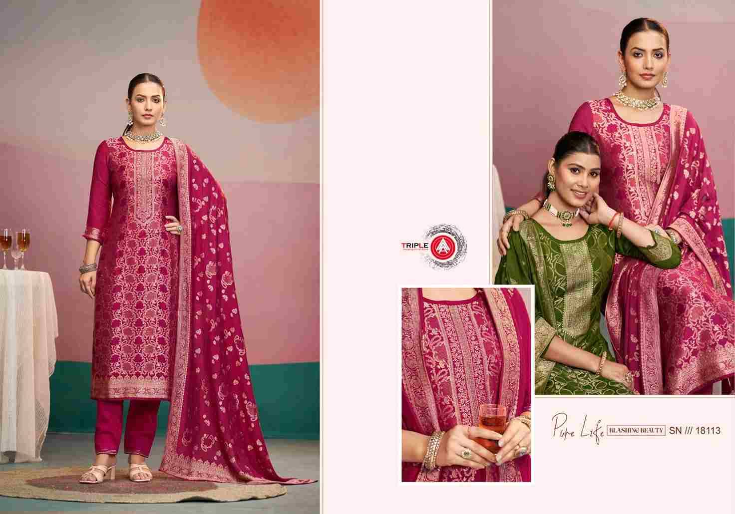Hanshika Vol-2 By Triple AAA 18111 To 18116 Series Beautiful Festive Suits Colorful Stylish Fancy Casual Wear & Ethnic Wear Viscose Muslin Jacquard Dresses At Wholesale Price