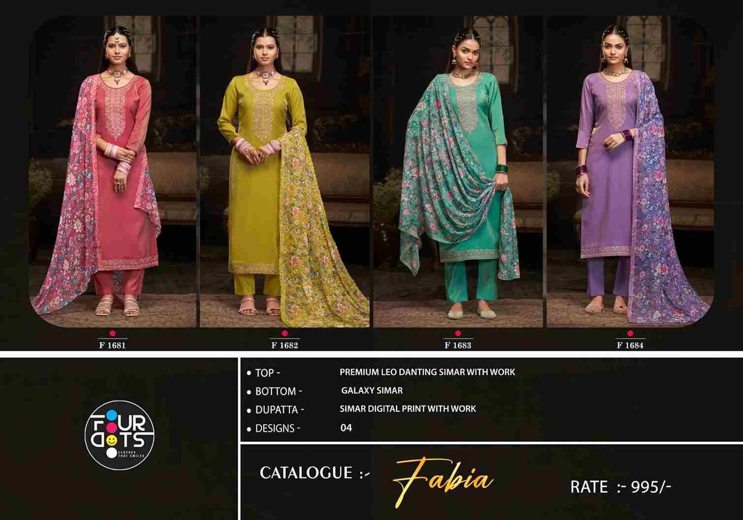 Fabia By Four Dots 1681 To 1684 Series Beautiful Stylish Festive Suits Fancy Colorful Casual Wear & Ethnic Wear & Ready To Wear Fancy Dresses At Wholesale Price