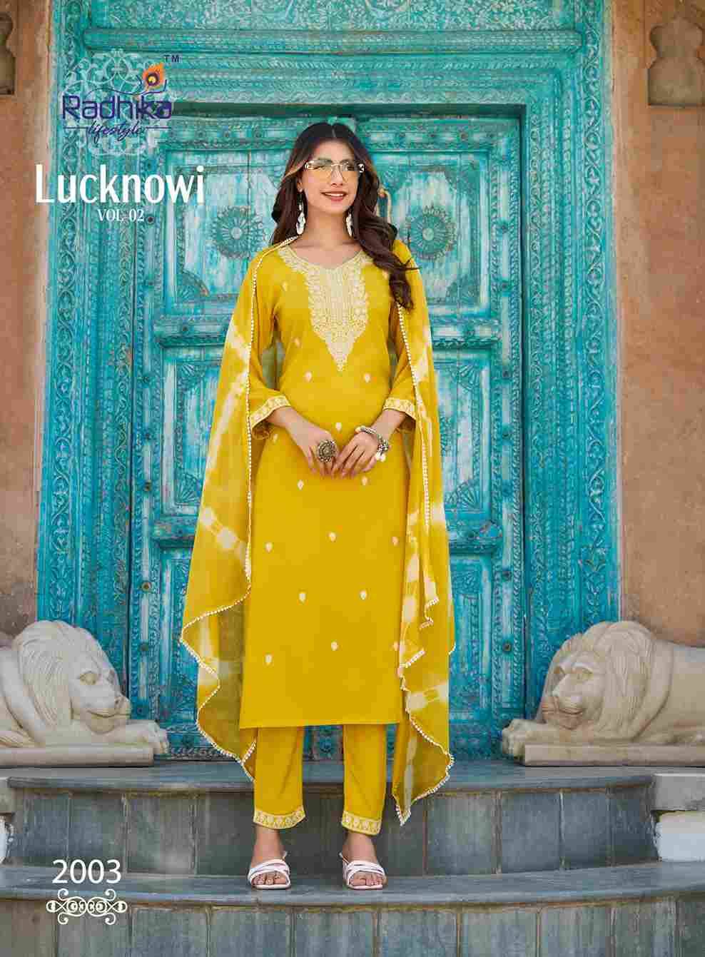 Lucknowi Vol-2 By Radhika Lifestyle 2001 To 2008 Series Beautiful Festive Suits Colorful Stylish Fancy Casual Wear & Ethnic Wear Pure Rayon Print Dresses At Wholesale Price