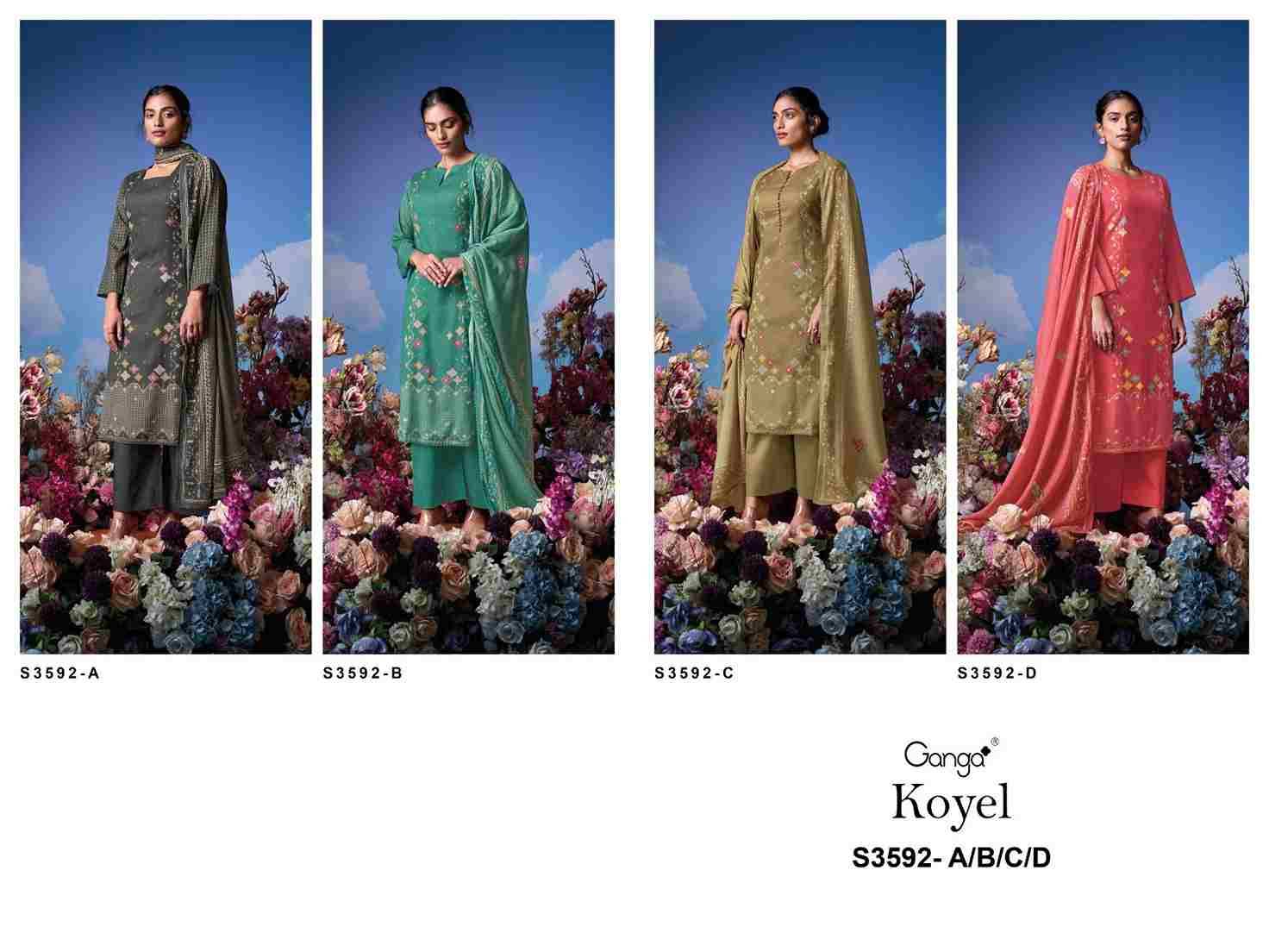 Koyel-3592 By Ganga Fashion 3592-A To 3592-D Series Beautiful Festive Suits Colorful Stylish Fancy Casual Wear & Ethnic Wear Pure Mal Dresses At Wholesale Price