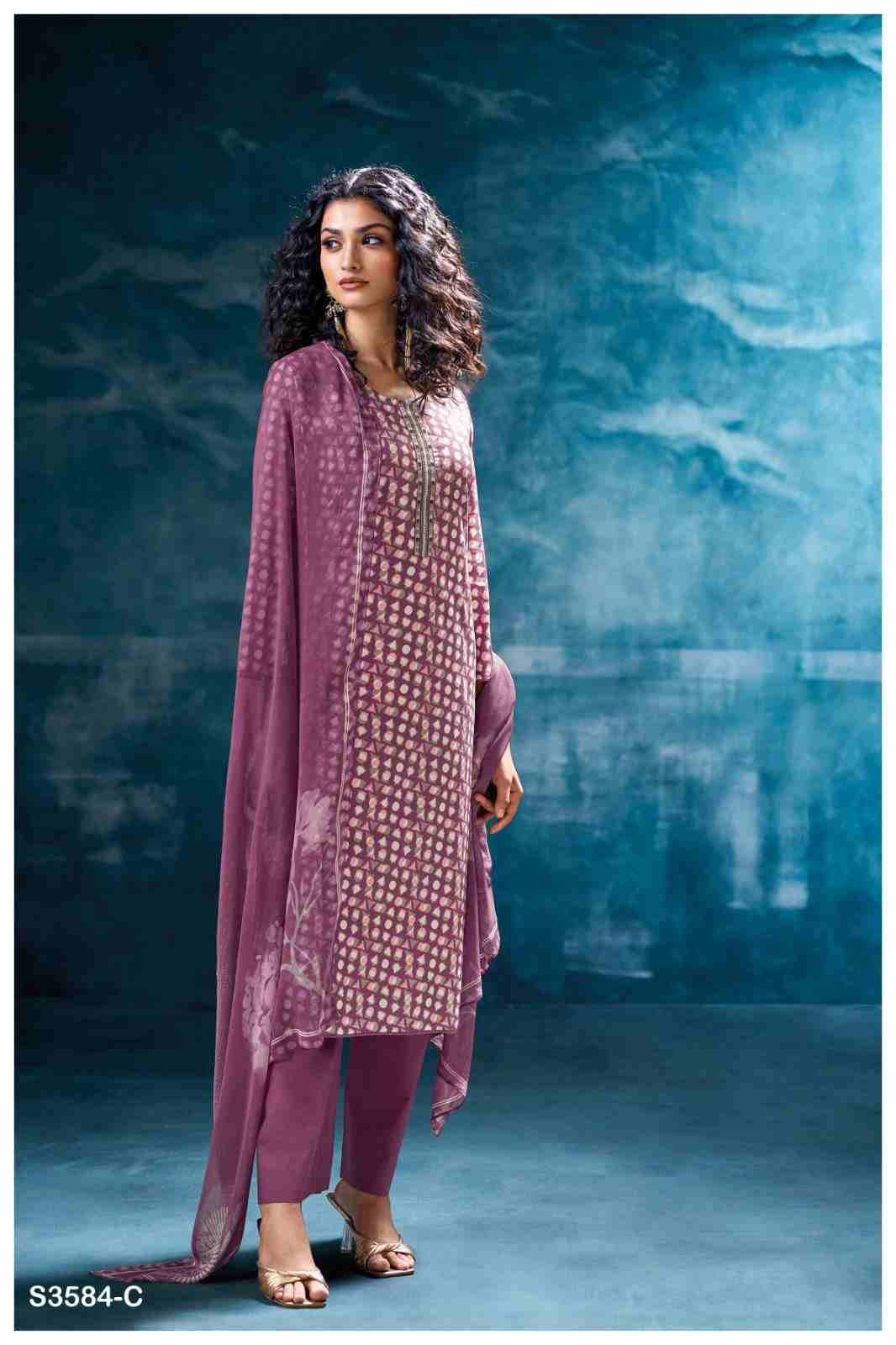 Nivritti-3584 By Ganga Fashion 3584-A To 3584-D Series Beautiful Festive Suits Colorful Stylish Fancy Casual Wear & Ethnic Wear Pure Cotton Dresses At Wholesale Price