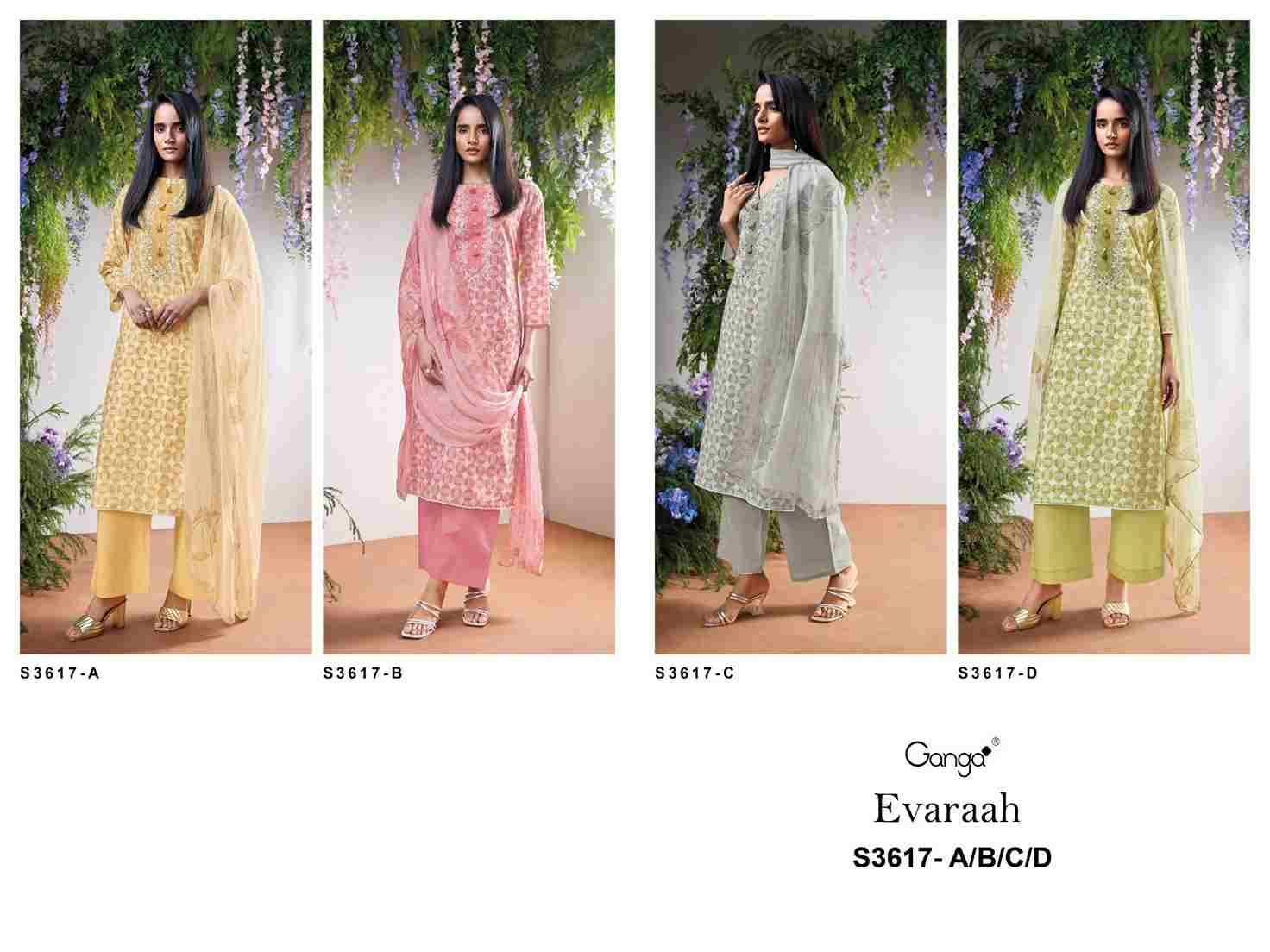 Evaraah-3617 By Ganga Fashion 3617-A To 3617-D Series Beautiful Festive Suits Colorful Stylish Fancy Casual Wear & Ethnic Wear Pure Cotton Dresses At Wholesale Price