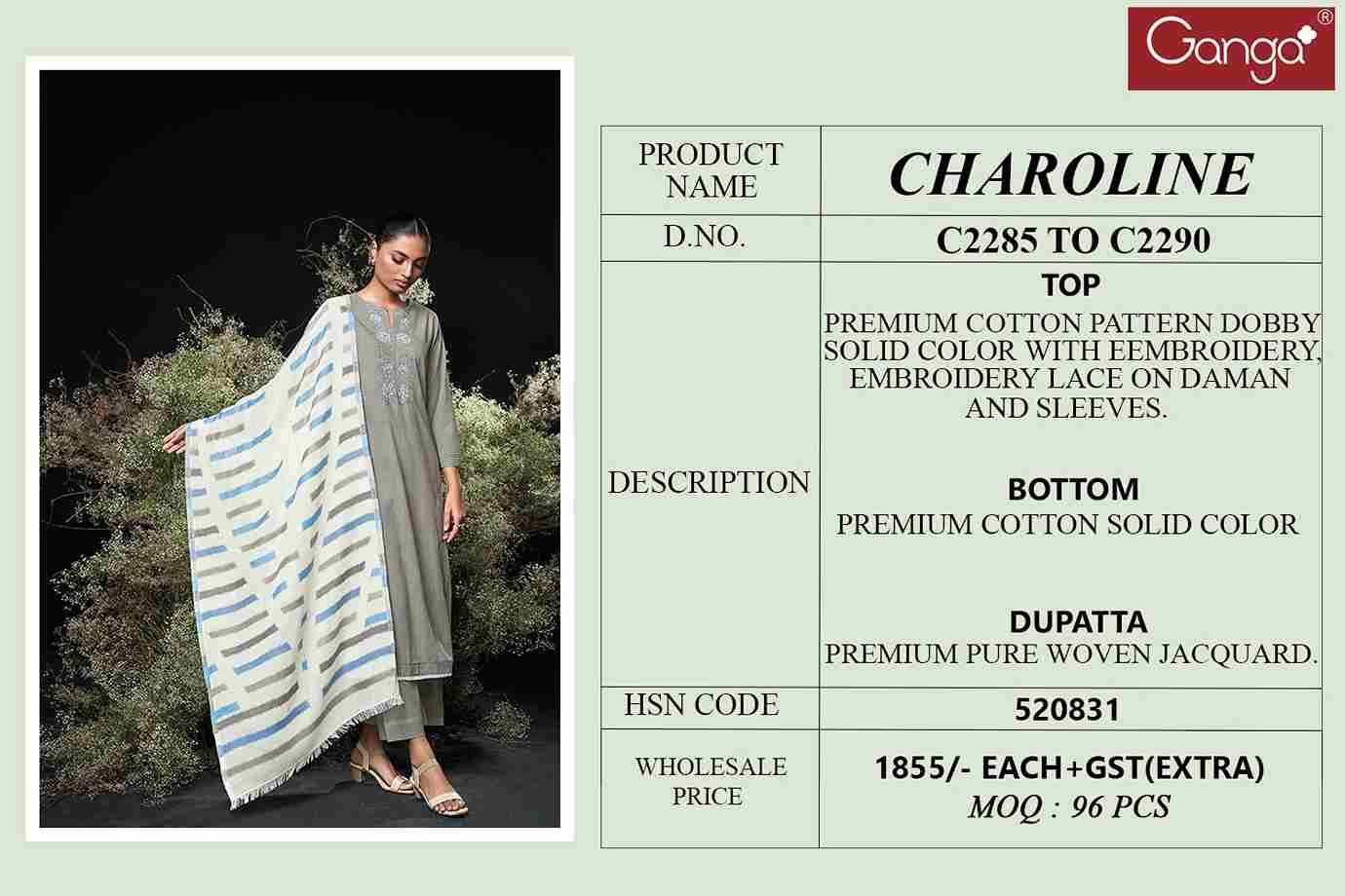 Charoline By Ganga Fashion 2285 To 2290 Series Beautiful Festive Suits Colorful Stylish Fancy Casual Wear & Ethnic Wear Pure Cotton Dresses At Wholesale Price