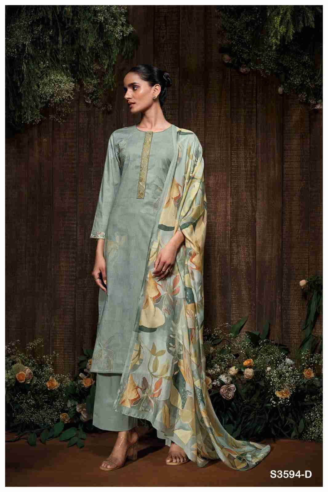 Gitali-3594 By Ganga Fashion 3594-A To 3594-D Series Beautiful Festive Suits Colorful Stylish Fancy Casual Wear & Ethnic Wear Pure Cotton Dresses At Wholesale Price