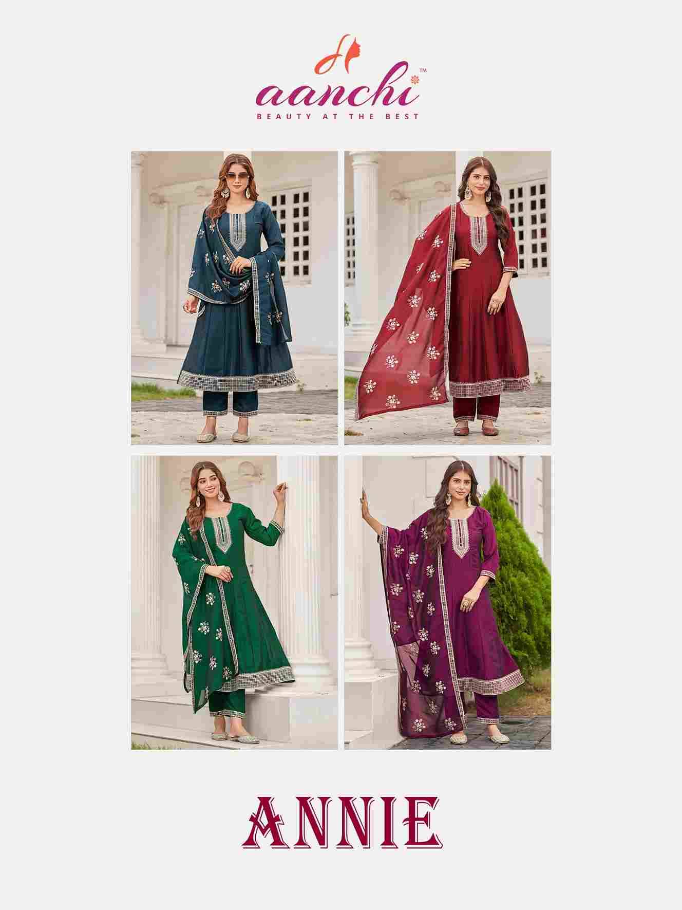 Annie By Aanchi 01 To 04 Series Beautiful Suits Colorful Stylish Fancy Casual Wear & Ethnic Wear Silk Dresses At Wholesale Price