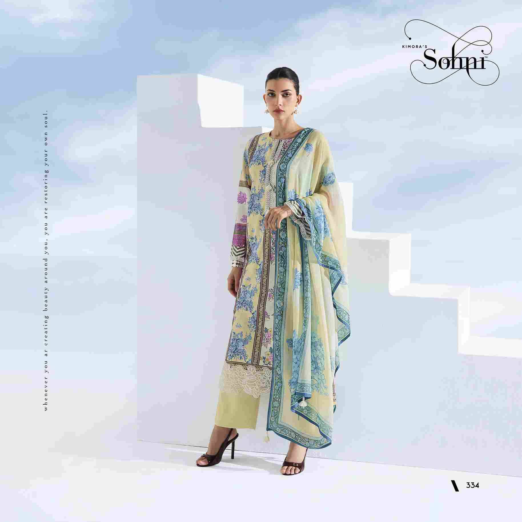 Rhythm By Sohni 331 To 334 Series Beautiful Suits Colorful Stylish Fancy Casual Wear & Ethnic Wear Pure Cotton Lawn Embroidery Dresses At Wholesale Price