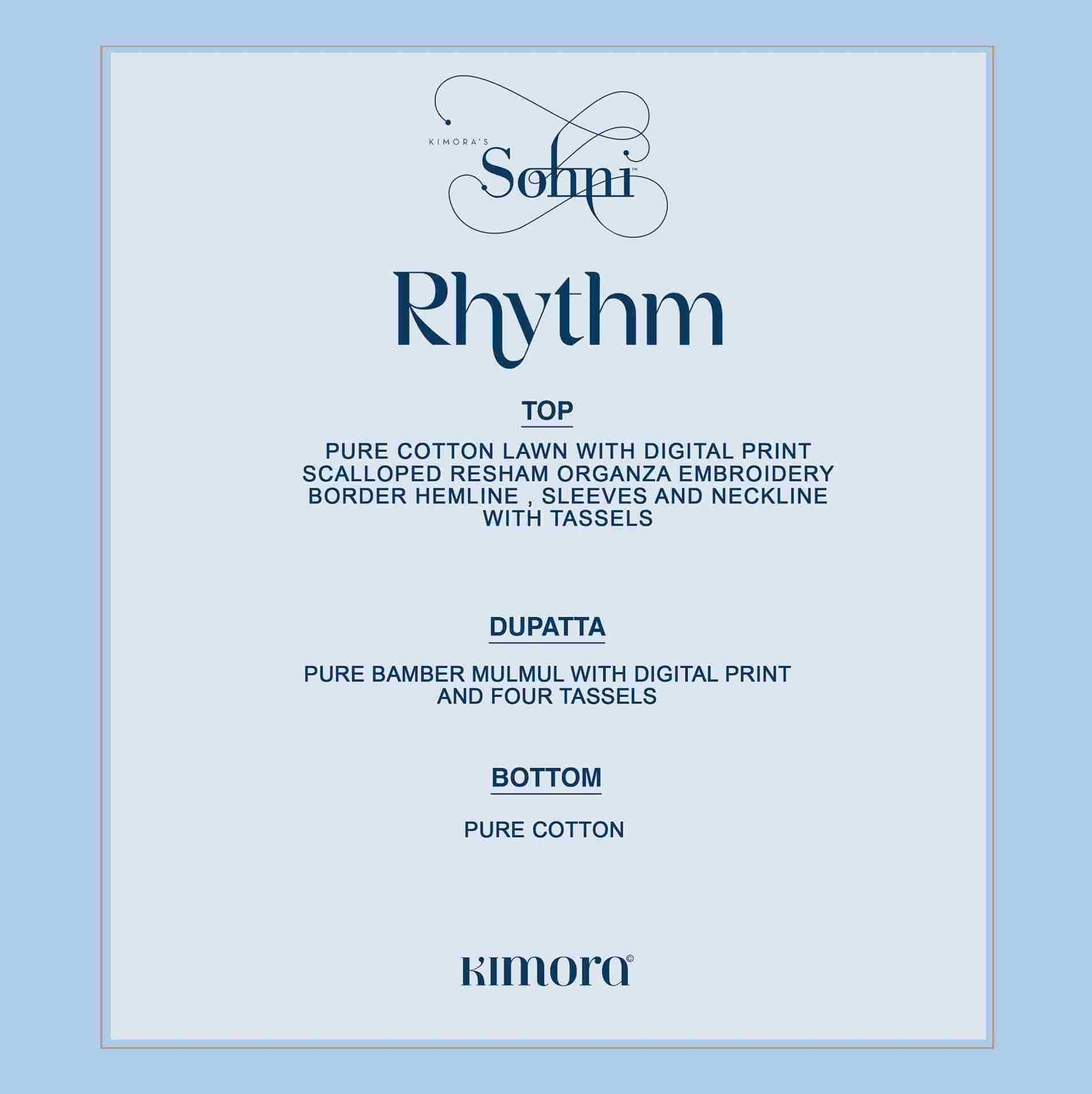 Rhythm By Sohni 331 To 334 Series Beautiful Suits Colorful Stylish Fancy Casual Wear & Ethnic Wear Pure Cotton Lawn Embroidery Dresses At Wholesale Price