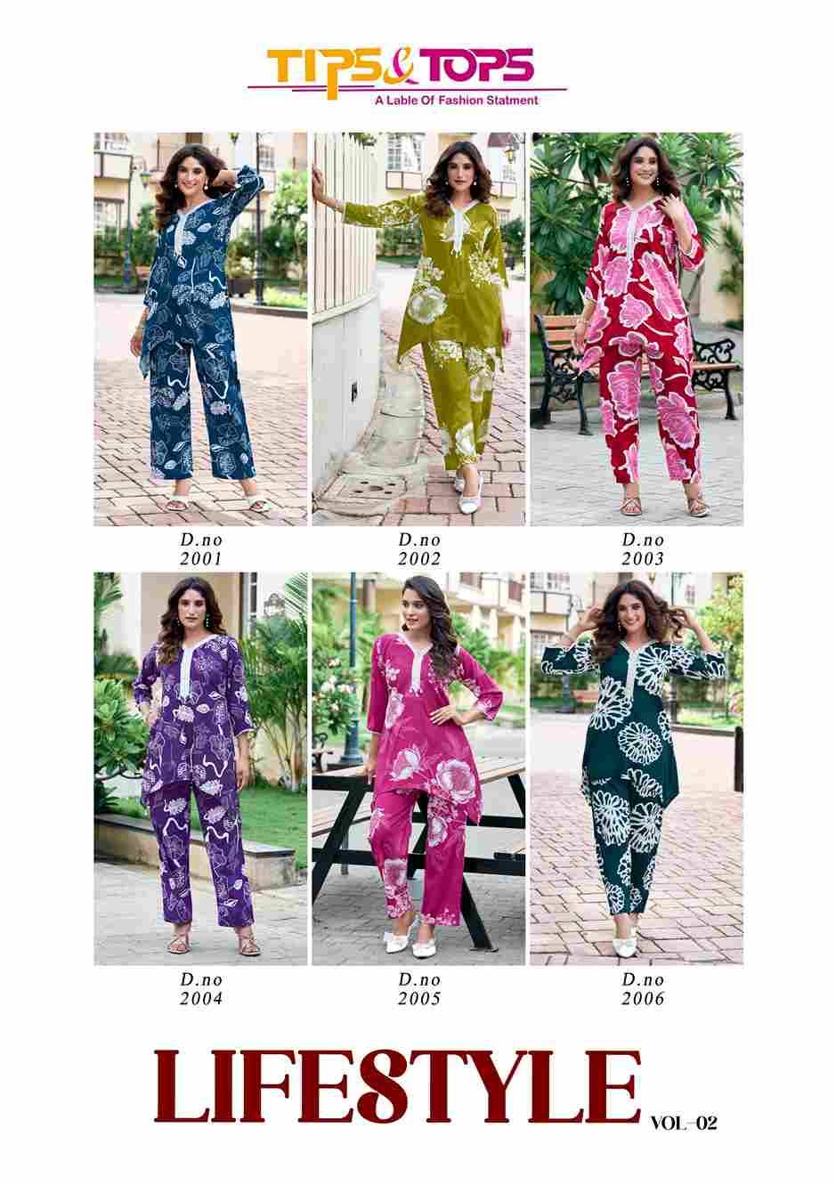 Lifestyle Vol-2 By Tips And Tops 2001 To 2006 Series Designer Stylish Fancy Colorful Beautiful Party Wear & Ethnic Wear Collection Rayon Print Co-Ord At Wholesale Price