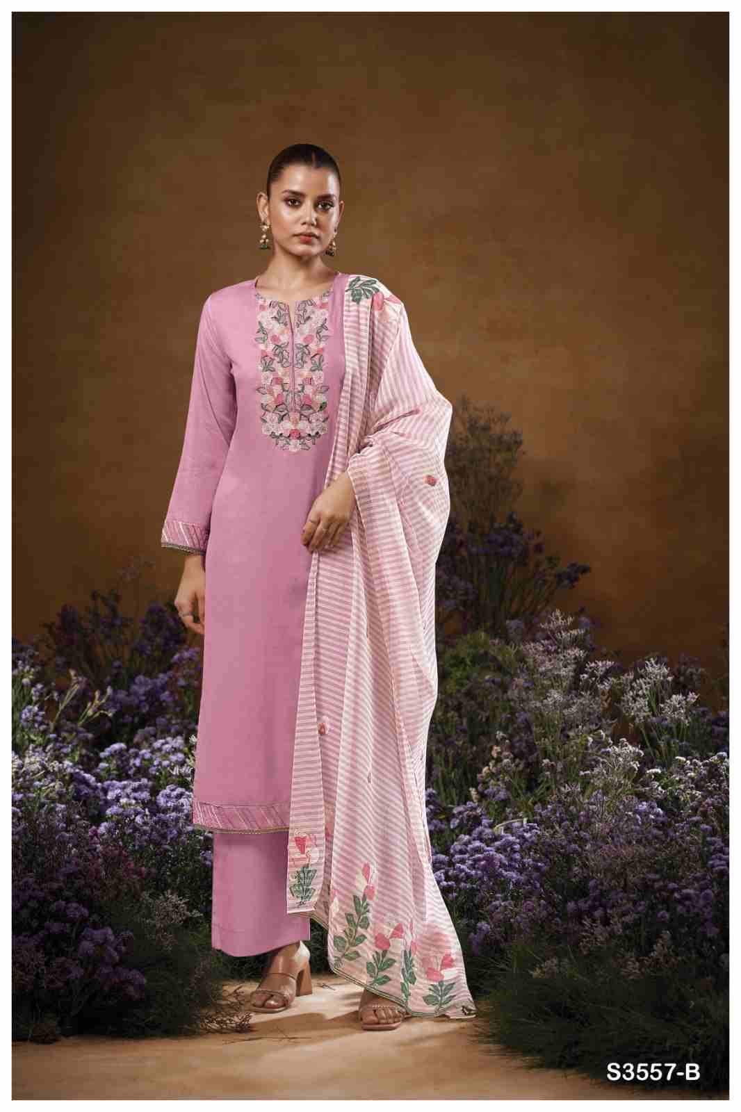Marsha-3557 By Ganga Fashion 3557-A To 3557-C Series Beautiful Festive Suits Colorful Stylish Fancy Casual Wear & Ethnic Wear Pure Mal Dresses At Wholesale Price