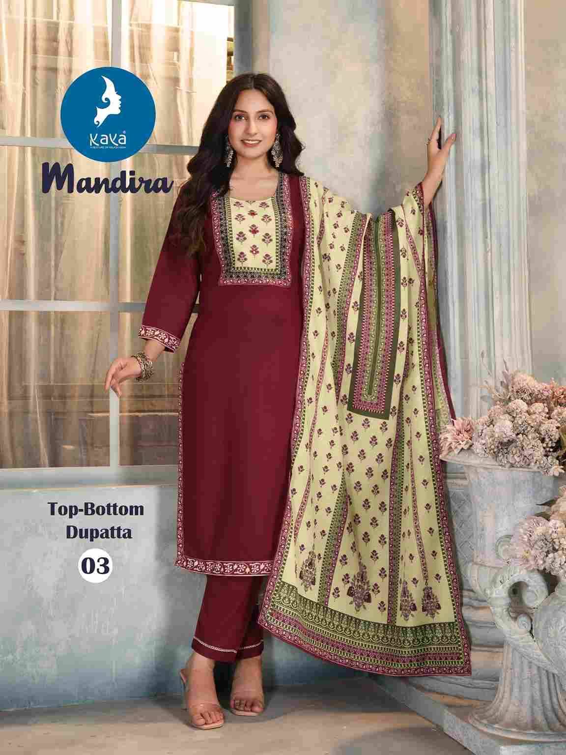 Mandira By Kaya 01 To 06 Series Beautiful Festive Suits Colorful Stylish Fancy Casual Wear & Ethnic Wear Rayon Print Dresses At Wholesale Price