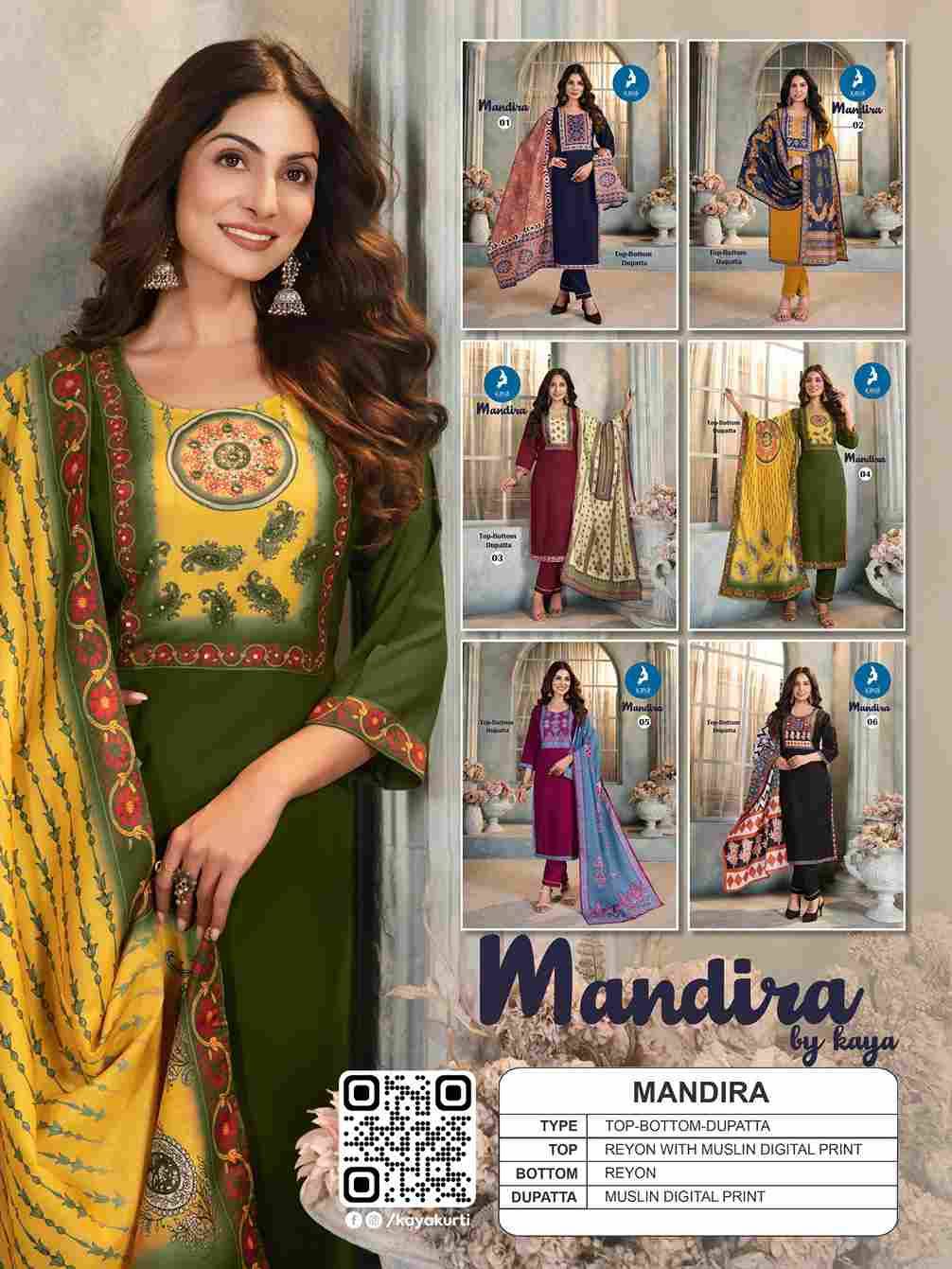 Mandira By Kaya 01 To 06 Series Beautiful Festive Suits Colorful Stylish Fancy Casual Wear & Ethnic Wear Rayon Print Dresses At Wholesale Price