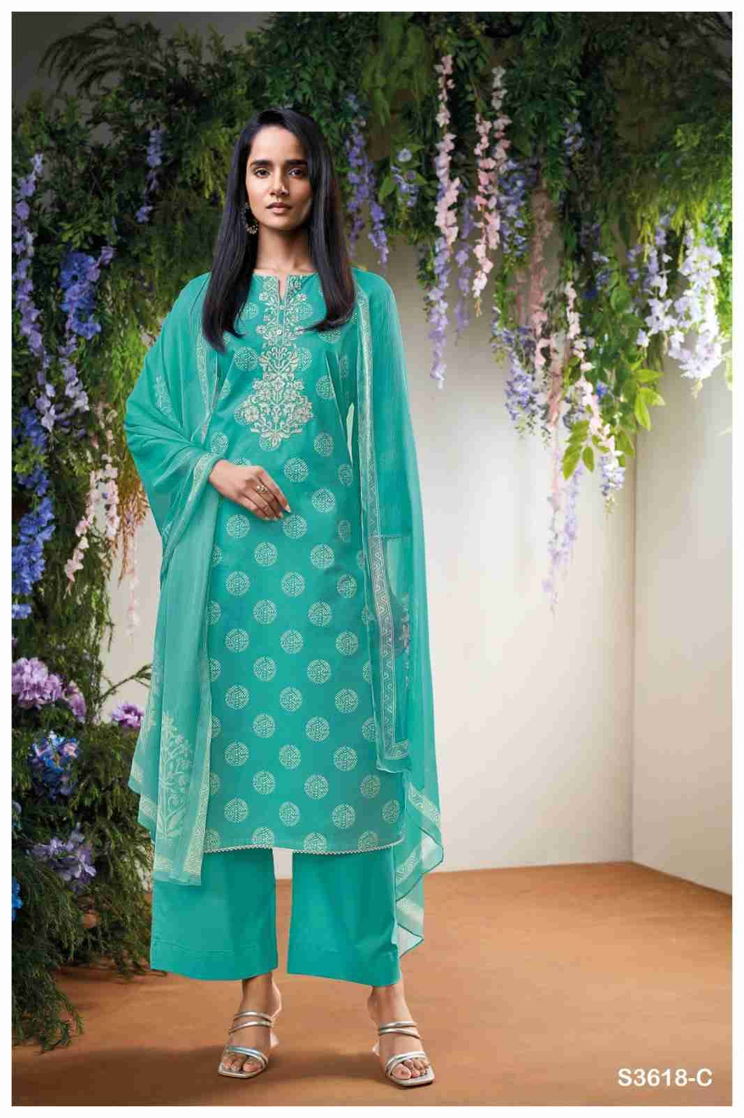 Vireya-3618 By Ganga Fashion 3618-A To 3618-D Series Beautiful Festive Suits Colorful Stylish Fancy Casual Wear & Ethnic Wear Pure Cotton Dresses At Wholesale Price