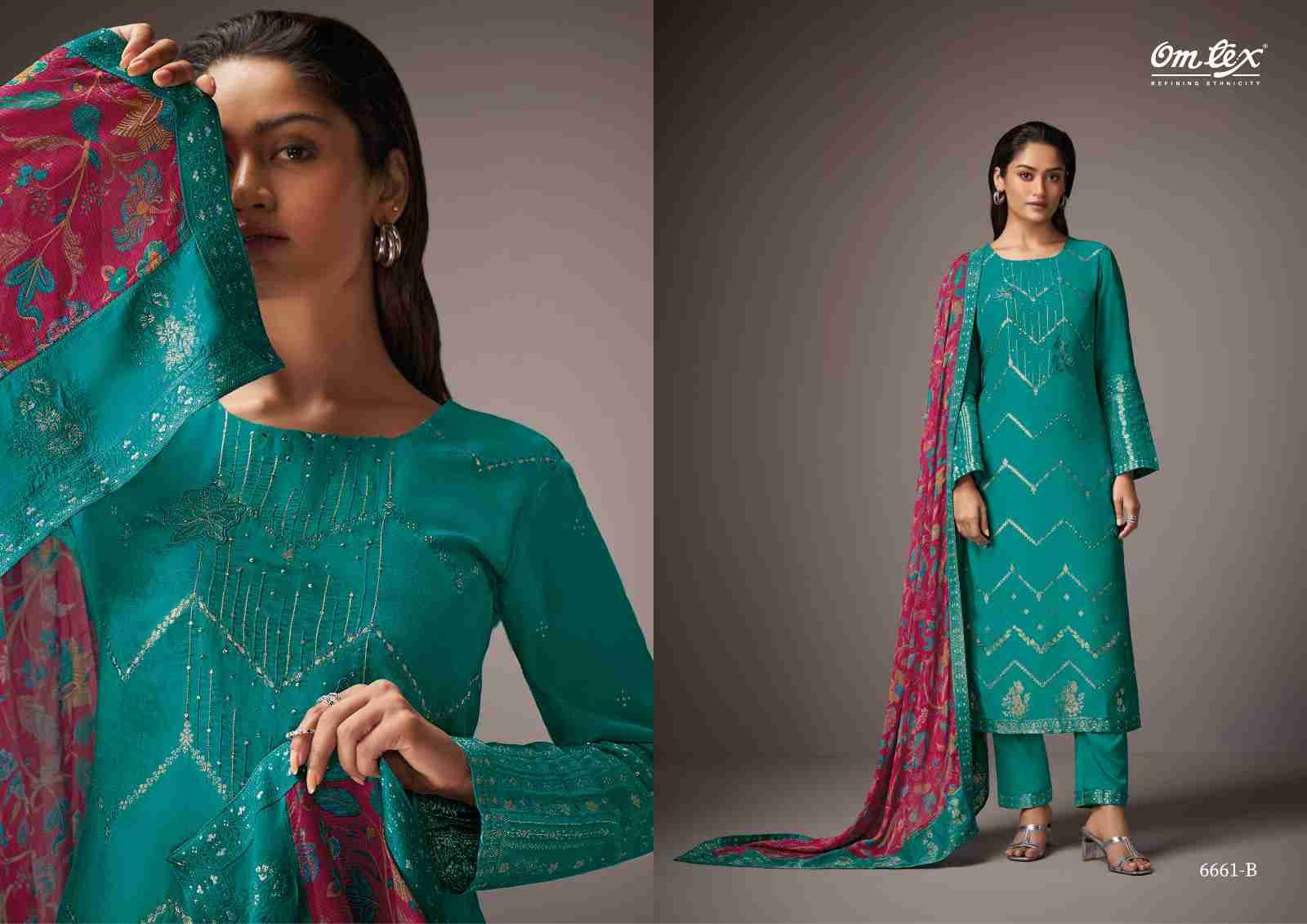Tahira By Om Tex 6661-A To 6661-D Series Beautiful Suits Stylish Fancy Colorful Party Wear & Ethnic Wear Muslin Jacquard Dresses At Wholesale Price